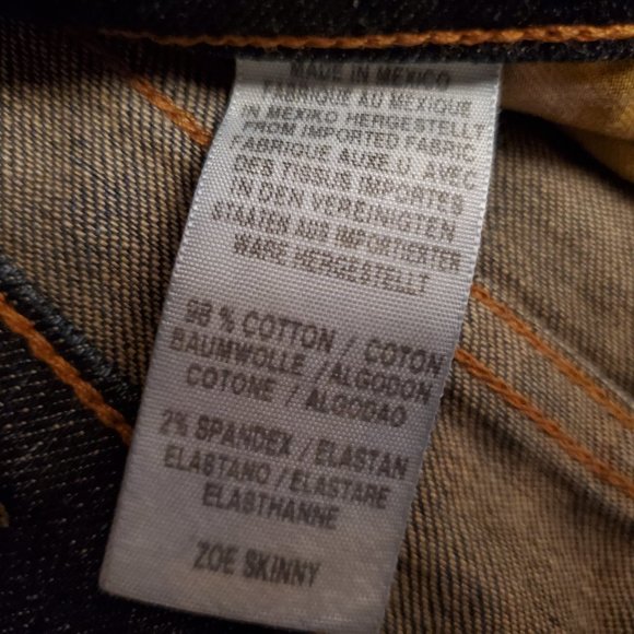 Lucky Brand Zoe Jeans Womens 4x27 Blue Denim Dark Wash Skinny Stretch Distressed - Picture 10 of 15